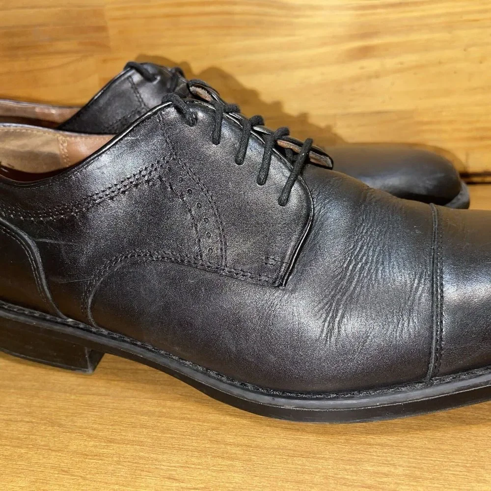 Johnston‎ & Murphy Shoes Men 11 Black Sheepskin Dress Casual Shoes Cap Toe